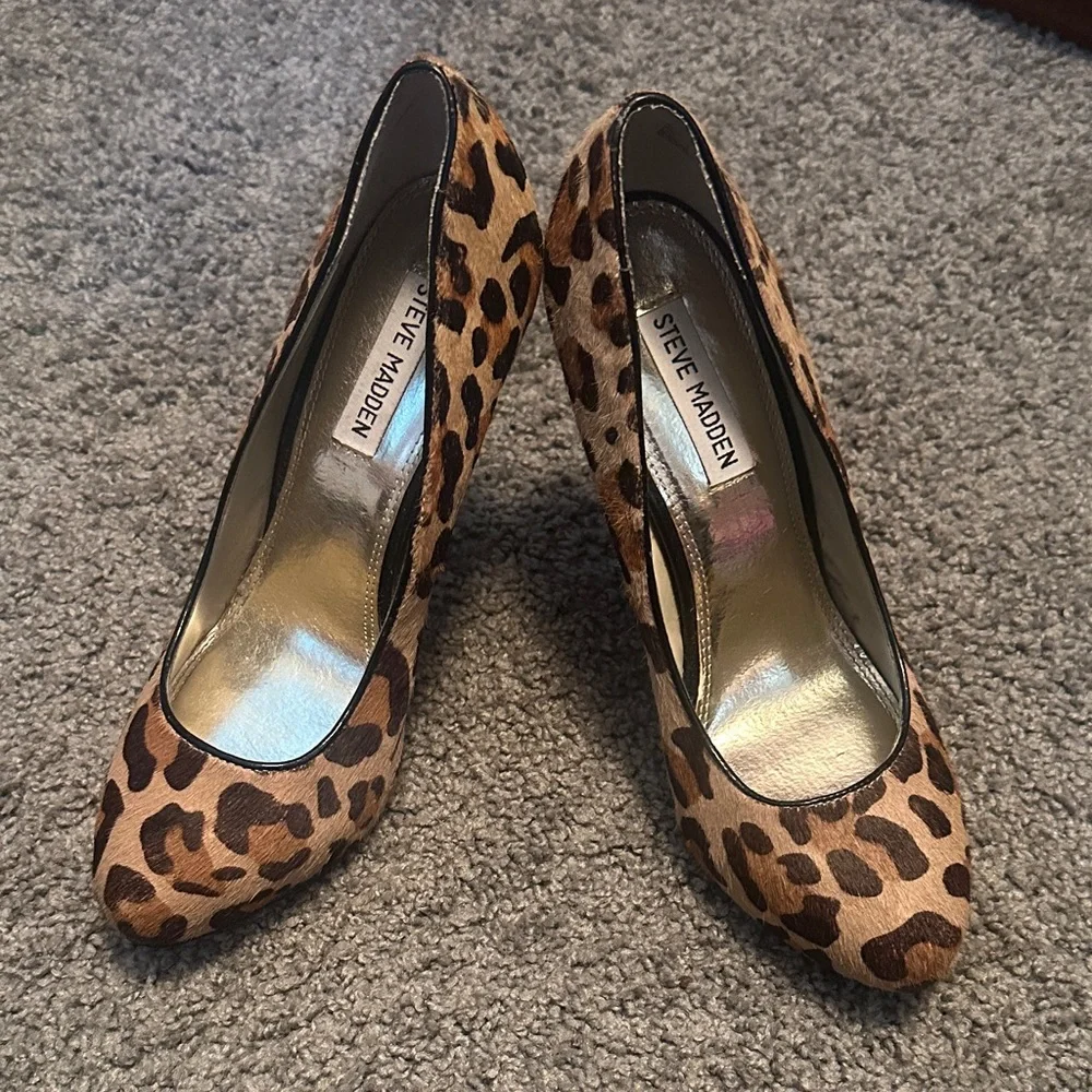 Steve Madden Leopard-Print Pointed Toe Pumps - Brown/Tan